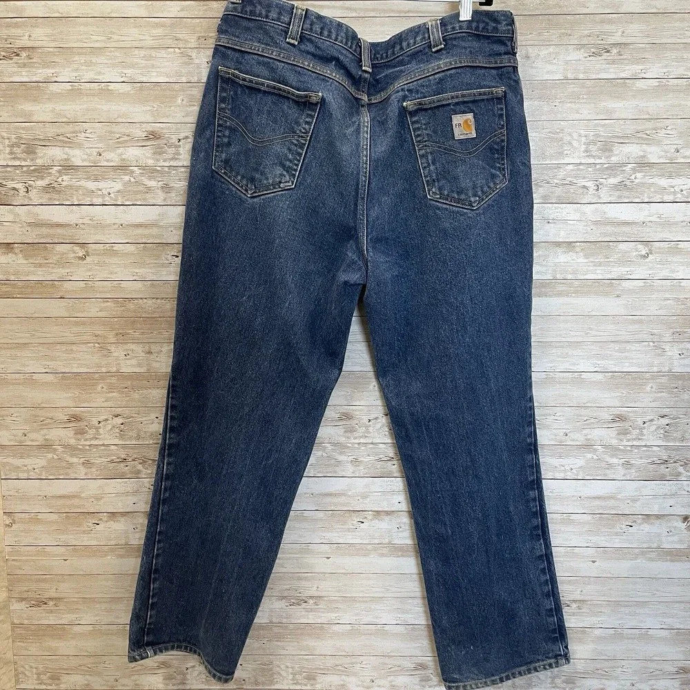 Carhartt FR Mens 38x30 Jeans Blue Denim Flame Resistant Straight Leg Relaxed Fit